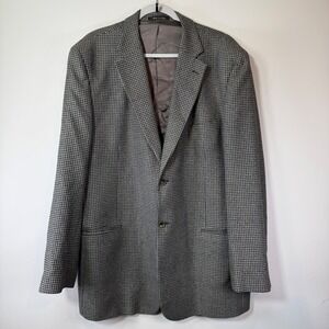 Zino Sport Coat Men 46 Long Grey Silk Wool Houndstooth Italian Old Money Classic